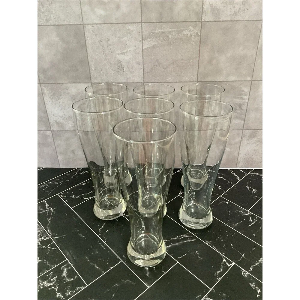 Pilsner 9.25” X 3.25” Mouth Glasses, Set of 7 Great Shape